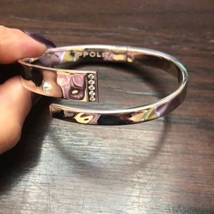 Ippolita Embrace hinged sterling silver bangle with diamonds